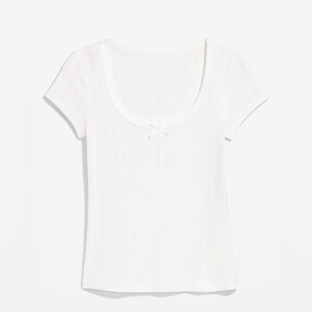 Old Navy Lace-Trim Ribbed Pointelle T-Shirt